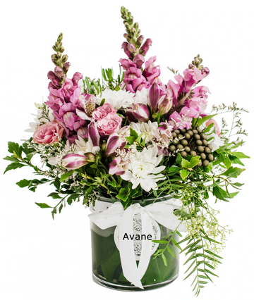 Pink Blooms in Glass Vase