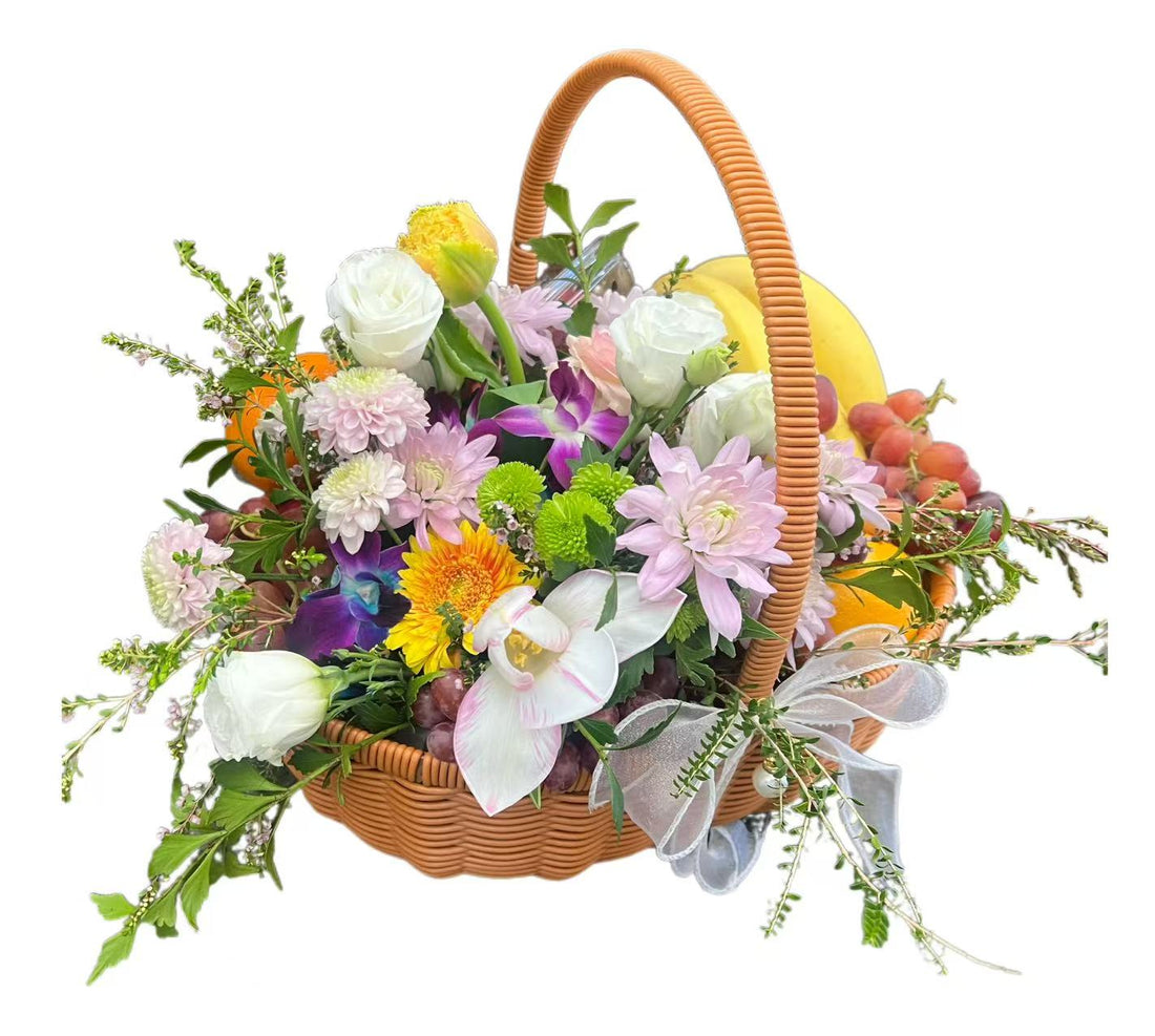 Fresh Flower & Fruit Basket
