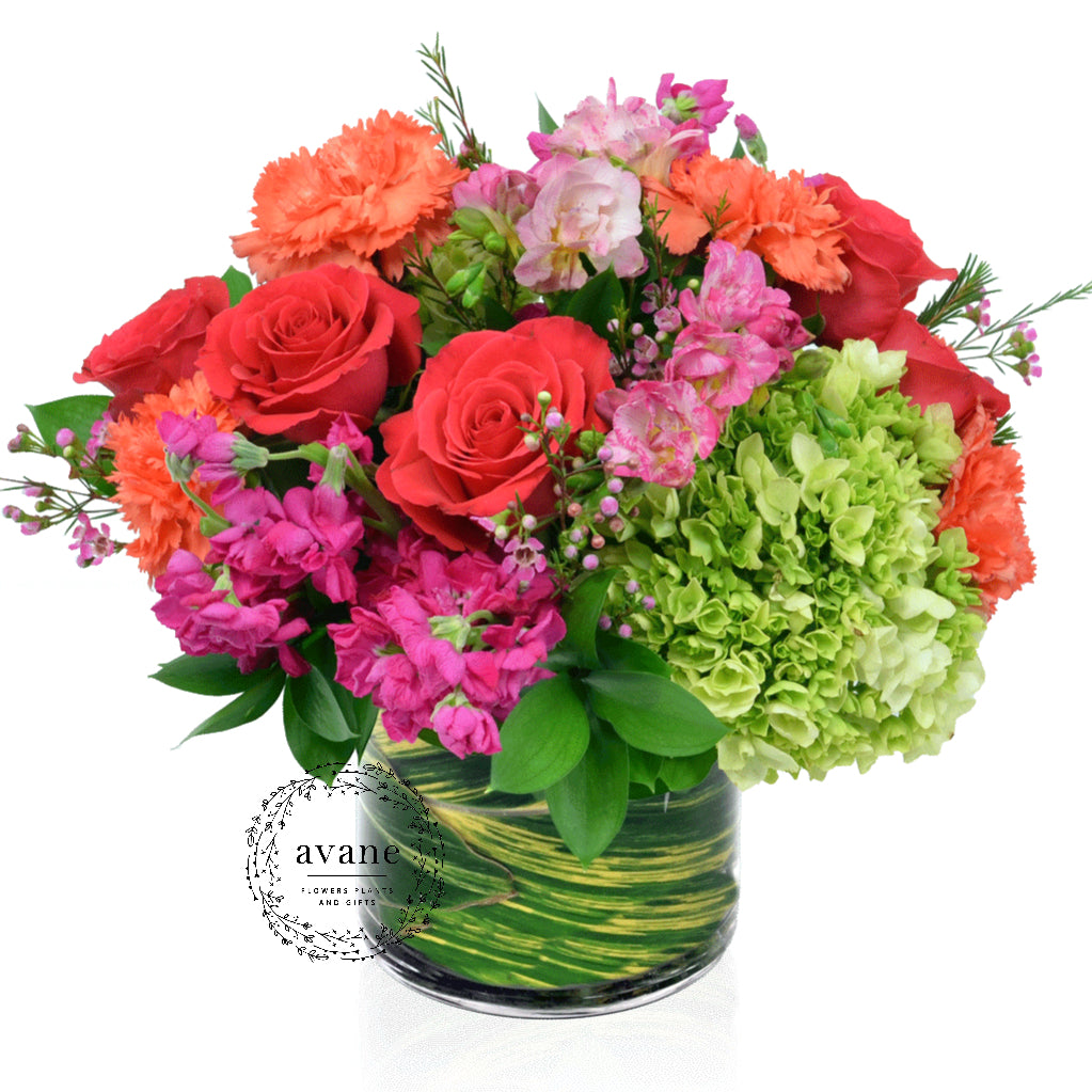 Bright Blooms in a Glass Vase